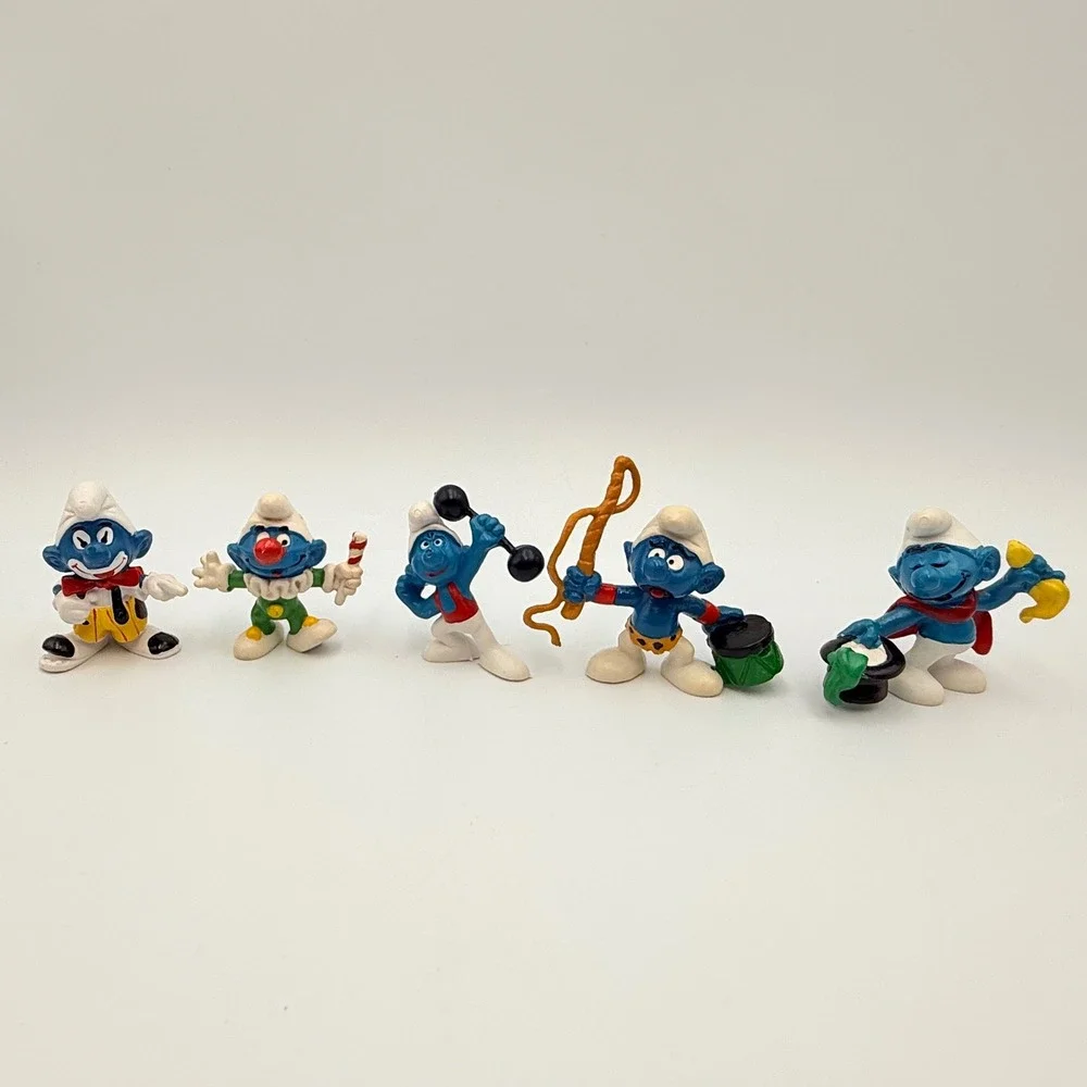 Vintage Schleich Peyo Smurfs Circus Figure Lot 1970s Hong Kong PVC 5pc